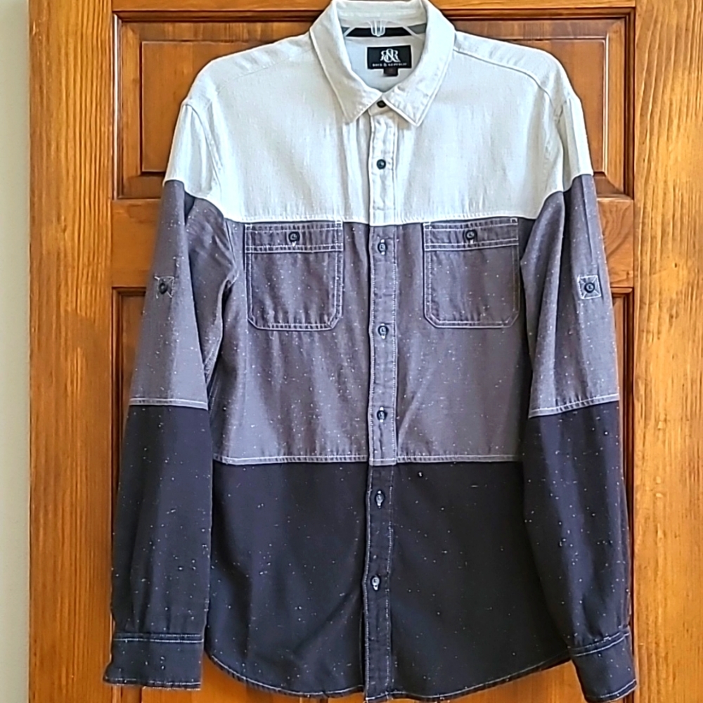 Rock & Republic Mens long sleeve button-down flannel shirt Sz M